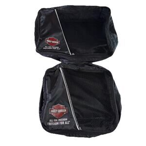 Set Of 2 Harley Davidson Bags Zip-up Nylon And Mesh Black Logo Luggage Organizer